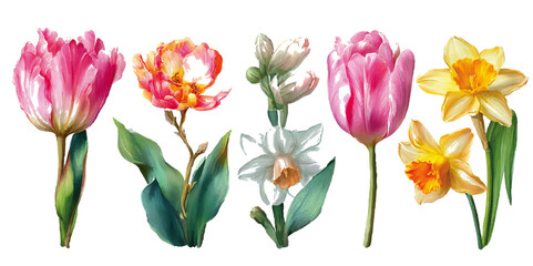 Watercolor tulip clipart in different shades of pink, red, and orange . Transparent PNG available
Beautiful iris flowers showcase vibrant colors and delicate petals, creating stunning display