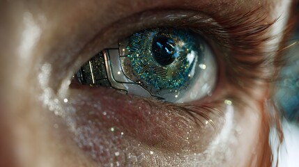 AI eye with scanning lines and rounded tech overlay