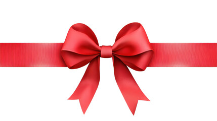 red ribbon bow on white background