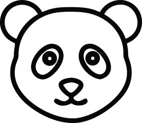 Simple black outlined panda face appears cute with its rounded ears and nose