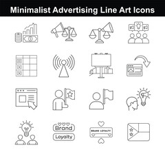 Minimalist Advertising Line Art Icons – Marketing & Promotion Pack