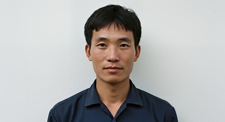 Portrait of a Man Against a White Wall