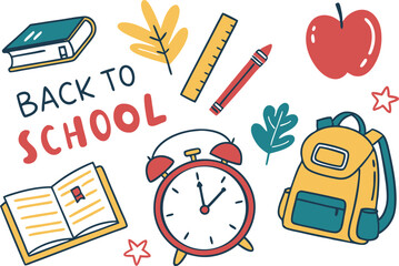 Back to School Essentials illustration collection. Colorful Back to School Essentials design set. Back to School Essentials icons and elements. Back to School Essentials themed artwork