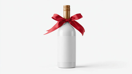 Christmas Gift Bottle Mockup with Red Bow