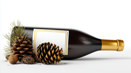 Mockup of Wine Packaging with Christmas Decor