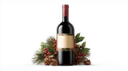 Mockup of Wine Packaging with Christmas Decor