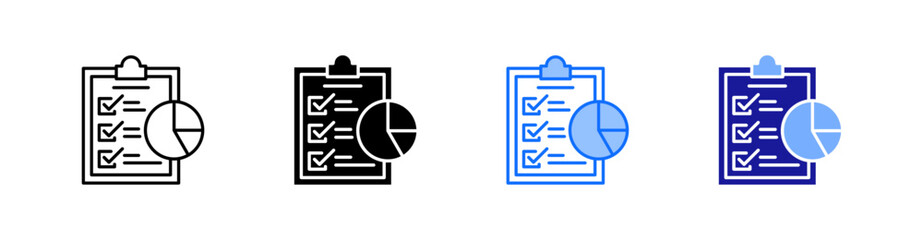 Report Multiple Style Icon Set Vector 