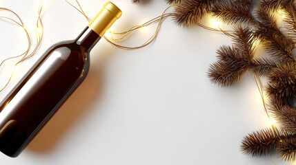 Mockup of Wine Packaging with Christmas Decor