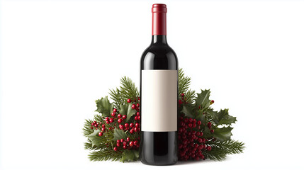 Mockup of Wine Packaging with Christmas Decor