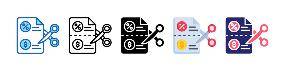 Tax Deducted Multiple Style Icon Set Collection.