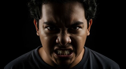 Fototapeta premium A Close-Up Portrait of a Man Showing Anger