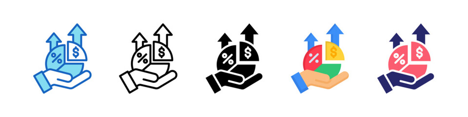 Profit Margin Multiple Style Icon Set Collection.