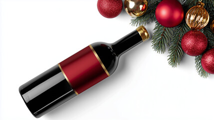 Mockup of Wine Packaging with Christmas Decor