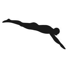 silhouette of a man jumping in the water
