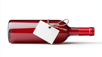 Red Holiday Wine Bottle with Blank Label Mockup