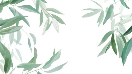 Fototapeta premium An olive branch adorned with lush green leaves is beautifully isolated on a clean white background, a symbol of peace and tranquility created by generative AI. The fresh and vibrant leaves enhance the