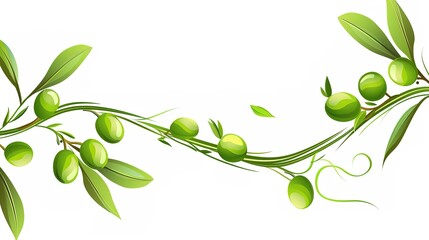 Obraz premium An olive branch adorned with lush green leaves is beautifully isolated on a clean white background, a symbol of peace and tranquility created by generative AI. The fresh and vibrant leaves enhance the