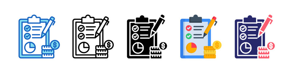 Budgeting Multiple Style Icon Set Collection.