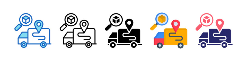 Tracking Delivery Multiple Style Icon Set Collection.