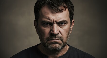 Portrait of an Angry Man, intense emotion, dark background