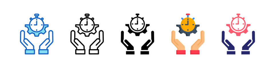 Efficiency Time Multiple Style Icon Set Collection.