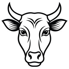 Bold outline shows a cow's head with horns and detailed ears