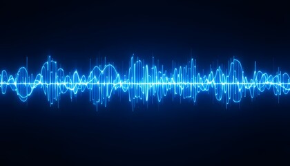 Fototapeta premium Electric Blue Soundwave Oscillations on Dark Background, Abstract Audio Visualization