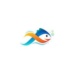 beautiful fish logo swimming beautifully, 3d style logos