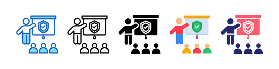 Workplace Training Multiple Style Icon Set Collection.