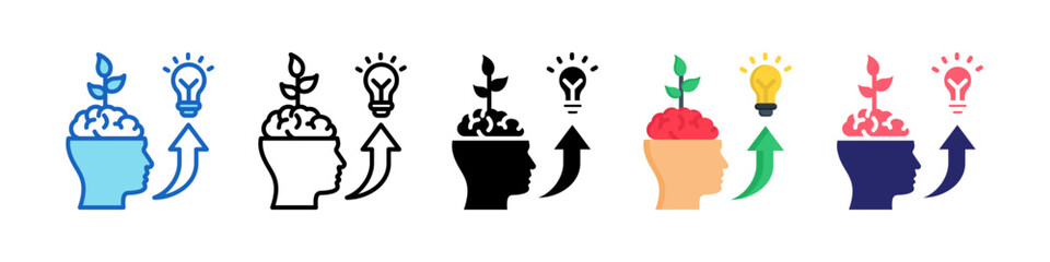 Personal Growth Multiple Style Icon Set Collection.