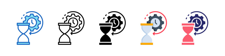 Time Management Multiple Style Icon Set Collection.