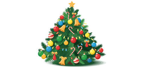 Decorated Christmas Tree with Ornaments and Candy Canes