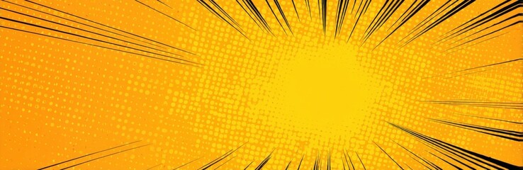 Retro Comic Book Background With Halftone Dots and Speed Lines, Ideal for Pop Art, Graphic Novel Design, and Dynamic Presentation : Generative AI