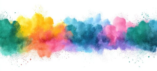 Obraz premium Colorful Powder Explosion Against White Backdrop, Symbolizing Creativity and Artistic Expression for Branding and Product Launch Campaigns : Generative AI