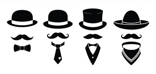 Classic Mens Fashion Accessories Icons Set