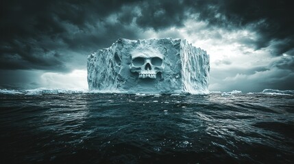Iceberg skull, stormy sea