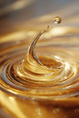 Golden Liquid Plunge: A mesmerizing splash and ripple effect frozen in time with stunning golden tones.