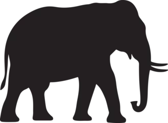 Fotobehang Silhouette of animals in the savannah. African landscape scene. Vector horizontal seamless tropical background with elephants, giraffes and lion. Black isolated silhouette © MdSojib