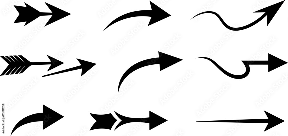 Poster arrow vector set design elements direction sign graphic illustration navigation pointer cursor guide
