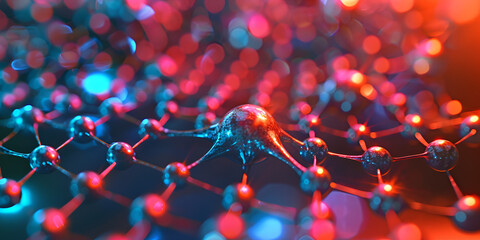 Abstract Molecular Network with Colorful Connections | Vibrant Molecular Web of Connections | Digital Representation of Molecular Network and Bonds