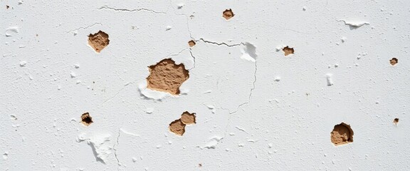 Rough, pitted, aged white stucco with subtle shadowing and variations in tone,  architecture,  crack