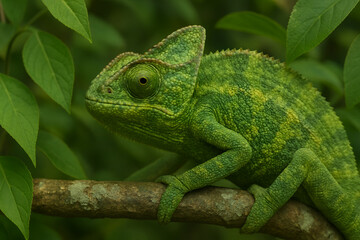 Obraz premium green lizard on a branch