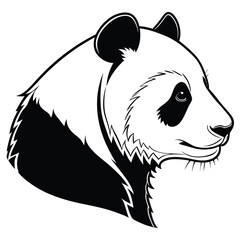 The black and white panda portrait vividly displays a detailed side profile of the bear