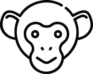 Simple monkey head illustration in clean black lines showcases minimal animal detail