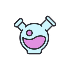 Cartoonish Flask Filled With Liquid For Chemical Experiments