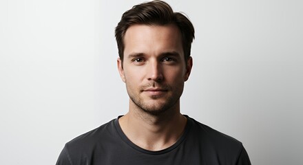 Portrait of a Handsome Man with Short Brown Hair