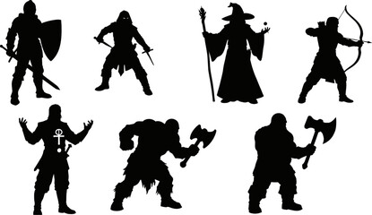 Obraz premium Vector silhouettes of people dancing, including a couple, a child, and a family, in a black illustration