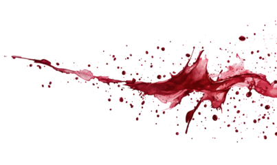 Red wine stains splatter vector illustration on transparent background, minimalist flat design for branding concepts, web templates, and digital art applications.