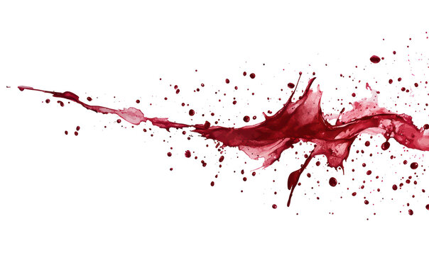 Red wine stains splatter vector illustration on transparent background, minimalist flat design for branding concepts, web templates, and digital art applications.