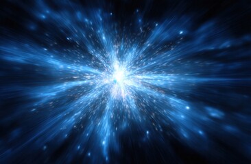 Abstract Blue Light Burst Explosion, Representing Innovation, Energy, and Digital Transformation in Business and Technology : Generative AI